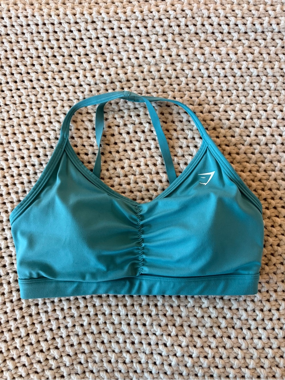 Gymshark Teal Ruched Strappy Sports Bra